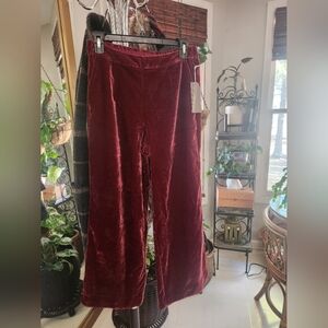 Soft Surroundings Cabernet Velvet Wide Leg Pants Sz Small NWT